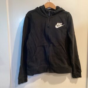 Nike Kids Black Hoodie with White Swoosh